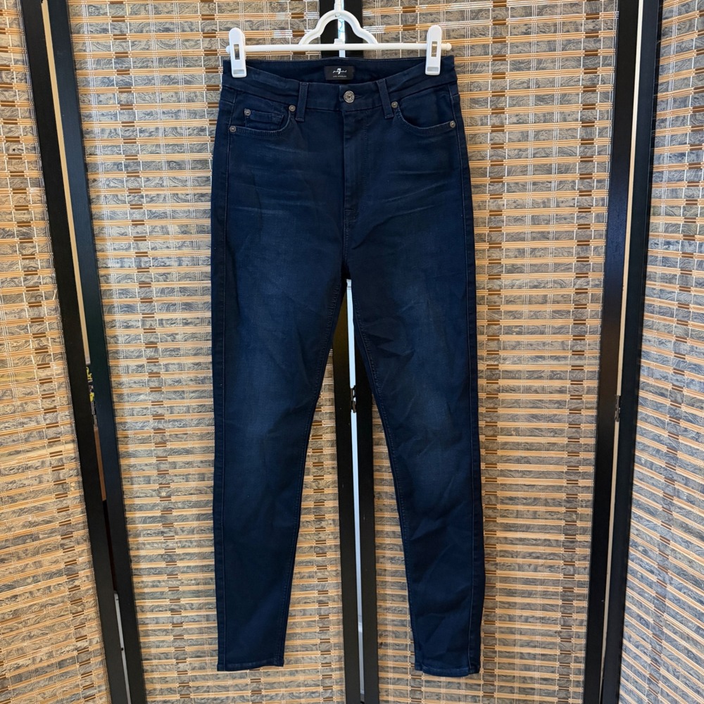 7 For All Mankind High Waist Skinny Women 26 Indigo Slim Illusion Luxe Jeans